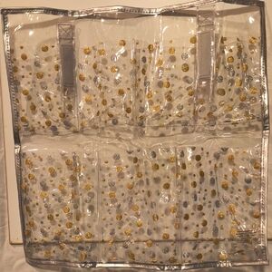 Vintage 2013 Clear Hanging  Shower Organizer with Gold and Silver Polka Dots